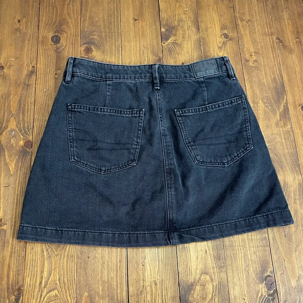 American Eagle Outfitters size 2 black jean super hi line a line mini skirt